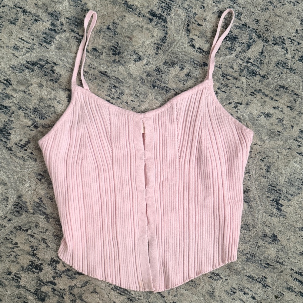La Hearts Light Pink Ribbed Camisole